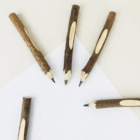 Creative Wooden Ballpoint Pen Pencil Natural Log Tree Bark Texture Writing Pen Office School Stationery Gift