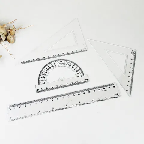 Schüler Transparent Kunststoff Lineal Geometrie Werkzeug Gerade Lineal Dreieck Geodreieck Für Schule Büro Zeichnung