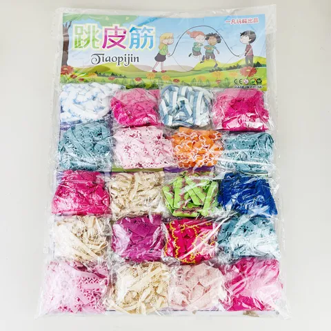 Kinder Outdoor Gummi Springseil Klassisch Nostalgisch Elastisches Band Sport Spielzeug Mehrfarbig Fitness Springseil Set