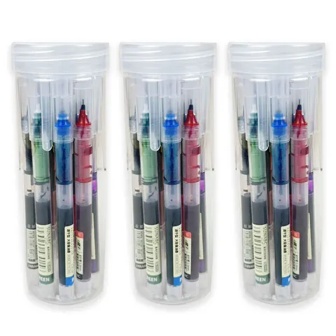 Juego de Bolígrafos de Gel Líquido Coloridos Punta Fina Bolígrafos Rollerball de Secado Rápido En Cubo Para Estudiantes Oficina