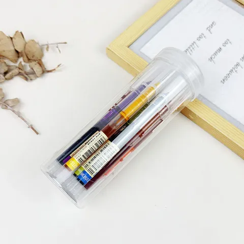 Juego de Bolígrafos de Gel Líquido Coloridos Punta Fina Bolígrafos Rollerball de Secado Rápido En Cubo Para Estudiantes Oficina