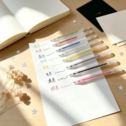 Buntes Glitzer Gelschreiber Set Funkelnde Sterne Farbige Neutralstifte Für Kinder Tagebuch Und Tägliche Schulpapeterie