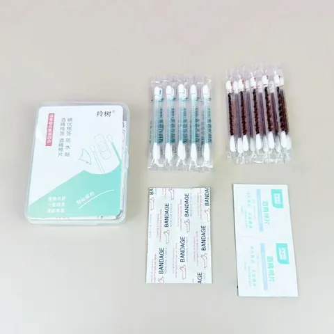 Household Portable Disinfection Kit Disposable Cotton Pads Iodine Swabs Outdoor Travel Emergency Care Case