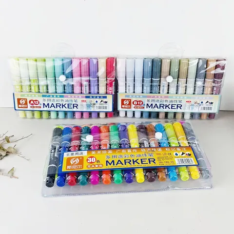 Snier Doppelspitze Permanentmarker Ölige Marker Bunte Kunstmarker Für Zeichnen Und Schreiben Schule Bürobedarf