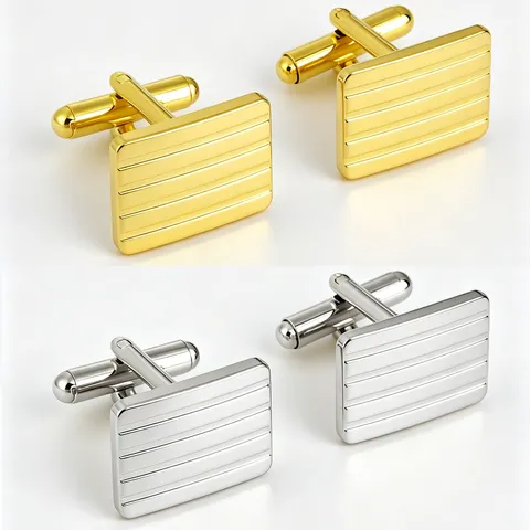 French Style Square Iron Alloy Cufflinks For Men Gold Silver Lacquered Geometric Lattice Texture Business Shirt Cuff Buttons