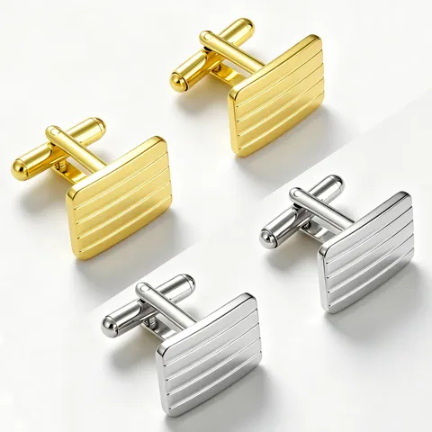 French Style Square Iron Alloy Cufflinks For Men Gold Silver Lacquered Geometric Lattice Texture Business Shirt Cuff Buttons