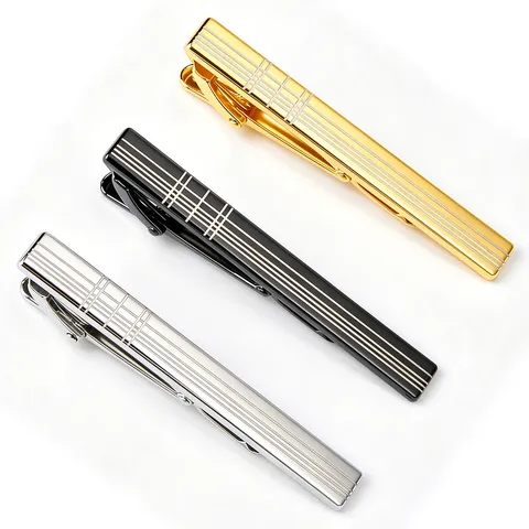 Men Business Tie Clip Laser Grid Pattern Metal Alloy Iron Necktie Bar For Professional Suit Wedding Party Accessory Silver Gold Black
