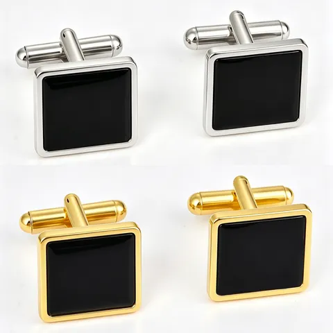 French Style Square Men Cufflinks Gold Silver Iron Lacquer Grid Pattern Shirt Cuff Links Business Wedding Jewelry