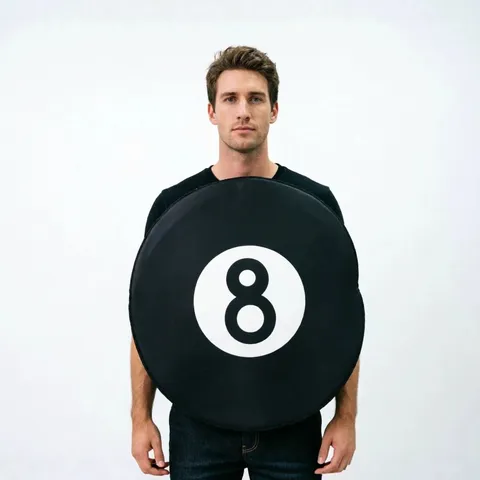 Costume de Cosplay Boule de Billard 8 Halloween pour Adultes Unisexe Polyester Noir Tenue de Scène Haut de Fête Amusant