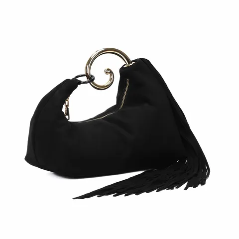 Women Vintage Velvet Tassel Evening Bag Luxury Solid Color Soft Handbag Elegant Top Handle Purse For Banquet Daily