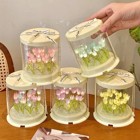 Luz de Noche Creativa de Tulipán LED Flor Brillante Hecho a Mano DIY Adorno de Mesa Ambiente Romántico Regalo de Cumpleaños Decoración del Hogar