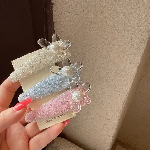 Fermaglio per Capelli BB Fiore Strass Perla Dolce Grazioso Forcina in Acrilico Fermaglio Laterale Frangia Accessori Capelli per Donna