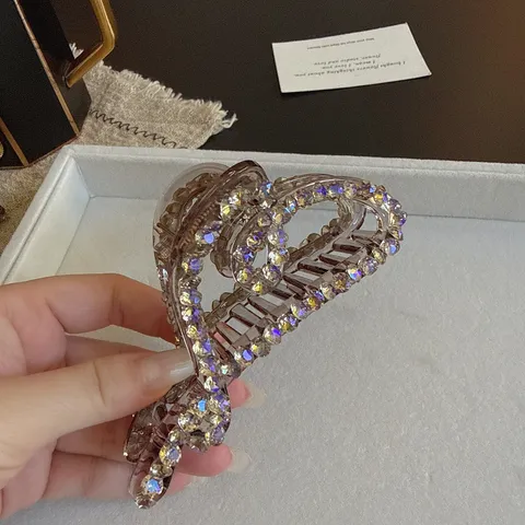 Molla per Capelli in Strass Viola Bagliore Grande Cuore Fiocco Croce Molletta Acrilico Accessori Capelli Donna