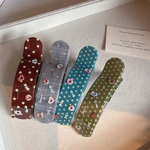 Stile Coreano Acetato a Pois Quadri Grande Fermaglio per Capelli Elegante Molletta Accessori Capelli per Donne
