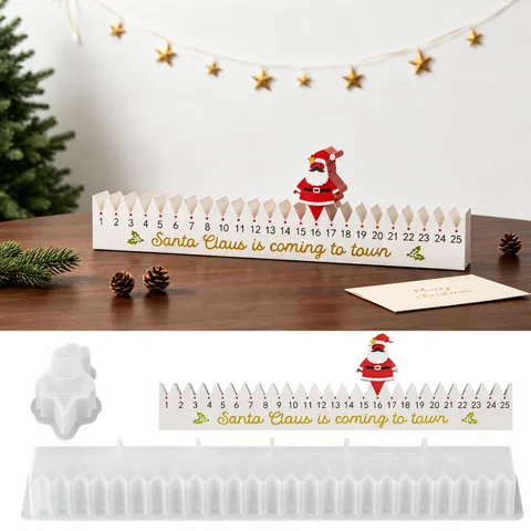 Moule en Silicone de Calendrier de Compte à Rebours de Noël 25 Jours Kit de Moule en Résine Bougie Plâtre