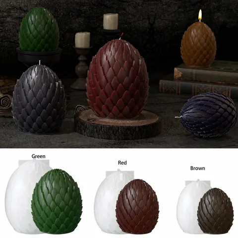 Moule en Silicone pour Bougie Œuf de Dragon à Écailles Stéréoscopiques 3D Gothique DIY Résine Époxy Plâtre Aromathérapie