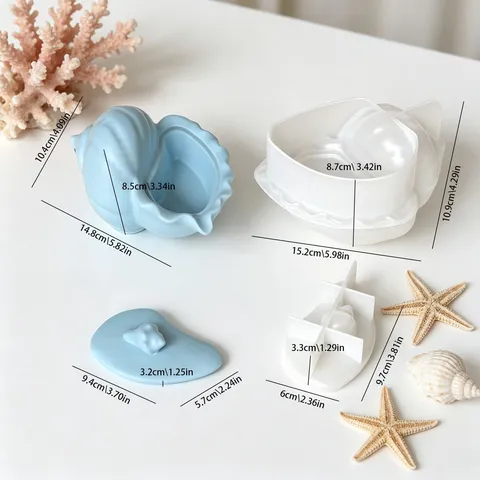 Moule en Silicone en Forme de Conque Océanique DIY Bougeoir d'Aromathérapie Pot de Rangement en Plâtre Moule en Résine Époxy Outil de Décoration de Maison