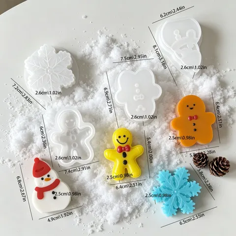 Moule en Silicone de Noël 3D Bonhomme en Pain d'Épices Bonhomme de Neige Flocon de Neige DIY Bougie Aromathérapie Plâtre Résine