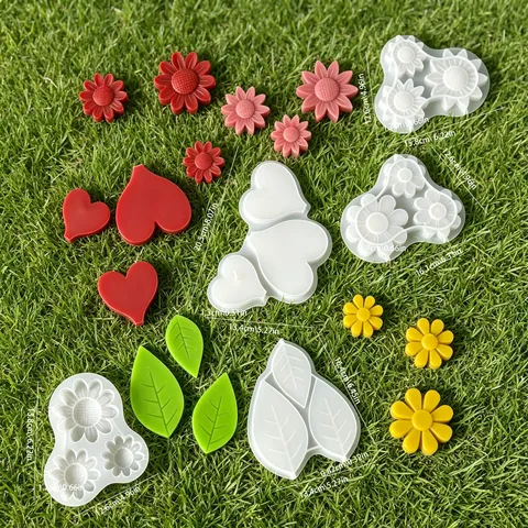Moules en Silicone DIY pour Bougies d'Aromathérapie et Artisanat en Plâtre Fleur Feuille Cœur Outil de Cuisson Fait Main