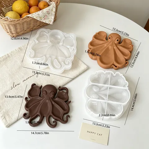 Ocean Style Octopus Silicone Mold DIY Aromatherapy Plaster Ornament Tray Flexible Resin Casting Mold Craft Making Tool