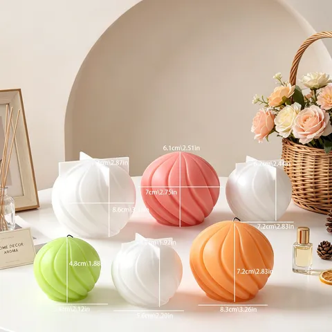 Moule en Silicone Pour Bougie d'Aromathérapie DIY Artisanat en Plâtre Forme de Boule Rotative Rayée Géométrique 3D Moule à Bougie