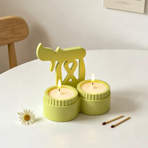 Moule à Bougie en Silicone Symbole Flamme Hexagramme Double Tasse Bougeoir Plâtre Résine Époxy Outil de Cuisson Bricolage