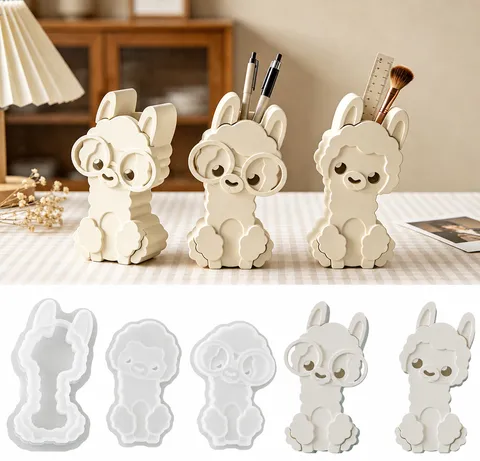 Moule en Silicone Silhouette d'Alpaca DIY Mignon Animal Pot de Rangement Vase Plâtre Bougie Fabrication Moule Artisanat Fait Main Décoration