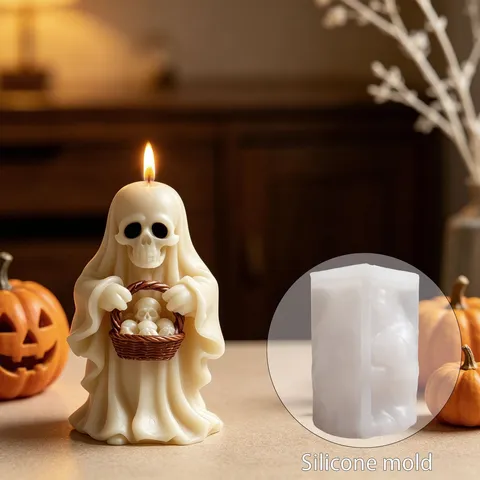 Καλούπι Σιλικόνης Φάντασμα Κρανίο Halloween DIY Αρωματοθεραπεία Γύψος Καλούπι Κεριού Χειροποίητο Ρητίνη Τέχνη Εργαλείο Ψησίματος