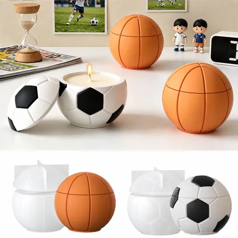 Style Sport Football Basketball Pot de Rangement Moule en Silicone Bricolage Aromathérapie Bougie Tasse Moule en Plâtre Artisanat Décoration de la Maison