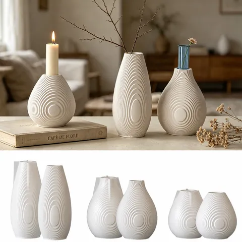 Style Ins Nordique Onde d'Eau Vase Bougeoir DIY Aromathérapie Gypse Ciment Artisanat Moule en Silicone Outil d'Artisanat en Résine
