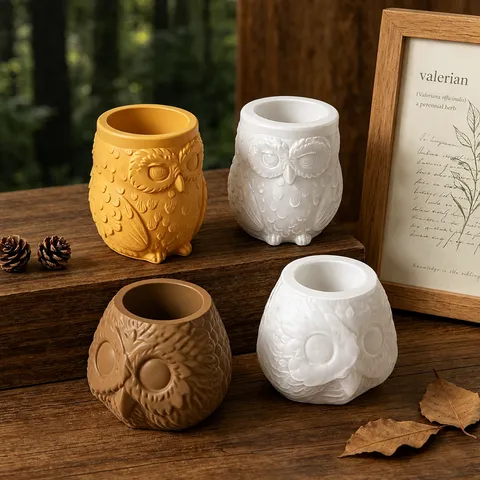 Moule en Silicone Hibou DIY Aromathérapie Plâtre Bougie Tasse Résine Époxy Mignon Animal Pot de Stockage Moule