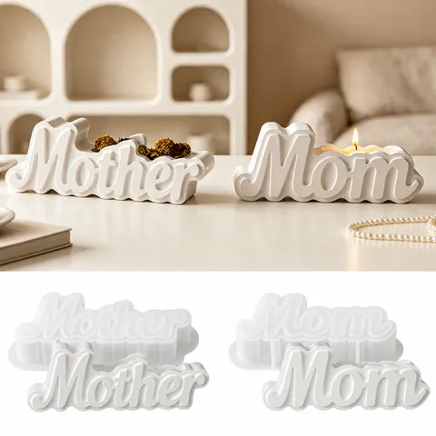 Silicone Mold Mother Mom Letter Design DIY Aromatherapy Candle Gypsum Epoxy Resin Craft Cake Baking Mold
