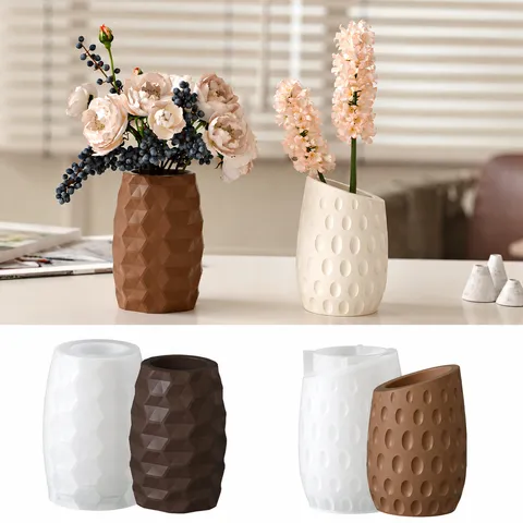 Moule en Silicone pour Vase à Pois à Facettes Géométriques Ins DIY Résine Plâtre Ciment Porte-Pot de Fleurs Moule de Fabrication Artisanale Décoration Intérieure