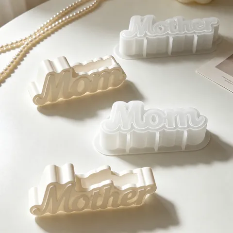 Silicone Mold Mother Mom Letter Design DIY Aromatherapy Candle Gypsum Epoxy Resin Craft Cake Baking Mold