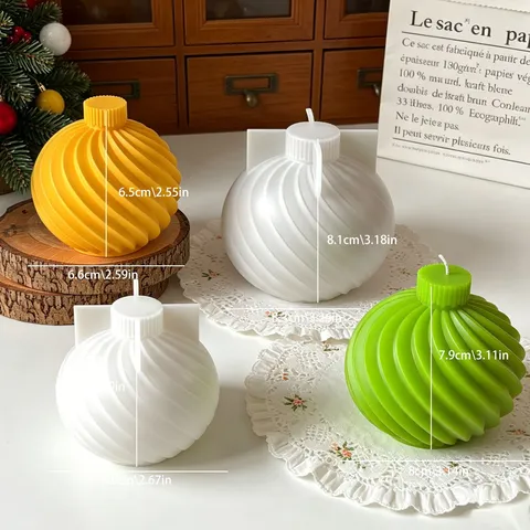 Noël Boule Spirale Moule à Bougie en Silicone 3D Géométrique Sergé Sphère Aromathérapie Gypse Savon Moule Outil de Cuisson