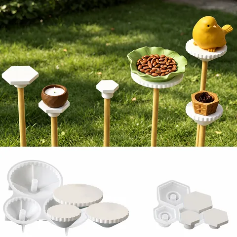 Moule en Silicone DIY Présentoir Triple Vague Hexagonale Moule en Plâtre Résine Moule de Décoration de Jardin