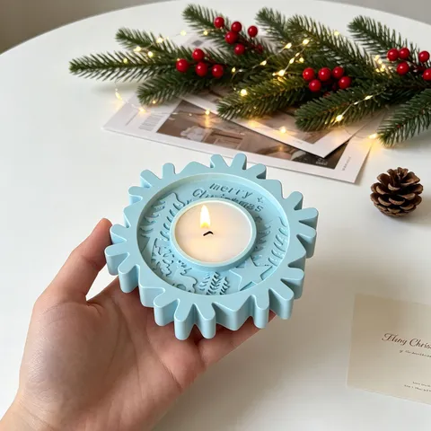 Moule en Silicone de Noël Motif en Relief Bougeoir pour Bougie DIY Résine Flocon de Neige Elz Ours Arbre Ange Cœur