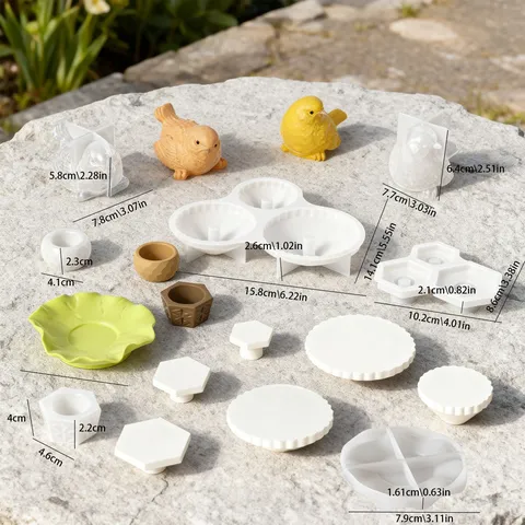 Moule en Silicone DIY Présentoir Triple Vague Hexagonale Moule en Plâtre Résine Moule de Décoration de Jardin