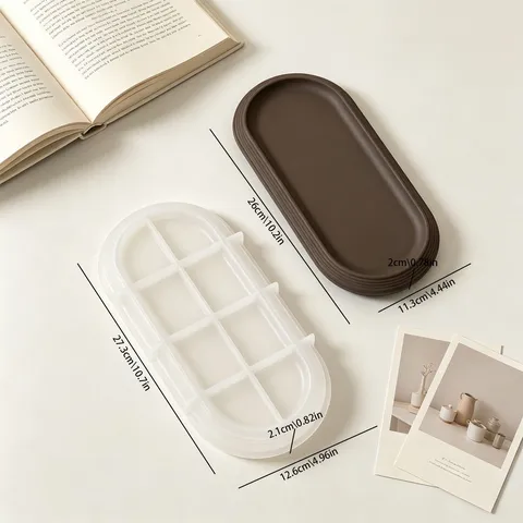 Minimalist Oval Striped Tray Silicone Mold For DIY Aromatherapy Gypsum Storage Dish And Epoxy Resin Casting