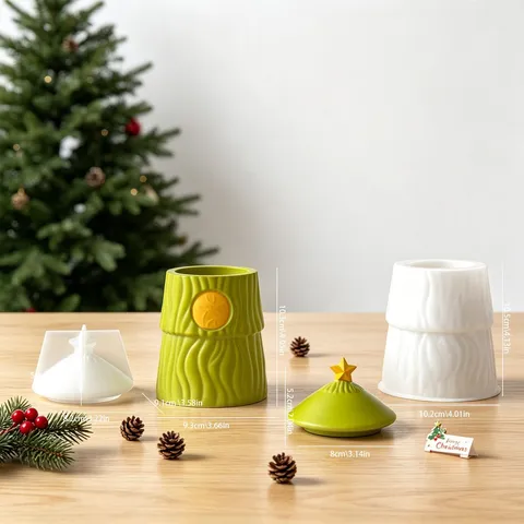 Kerstboom Eland Siliconen Mal DIY Kaars Pot Opslag Container Feestelijke Woondecoratie Ambacht Maak Mal