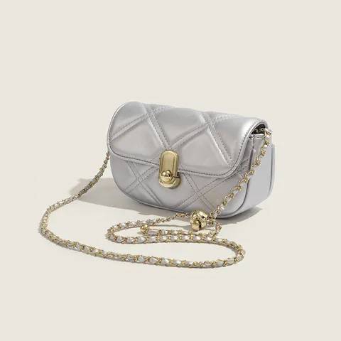 Femme Mode Matelassé Sac Bandoulière PU Cuir Petit Carré Sac Métal Chaîne Serrure Sac à Bandoulière Quotidien Navette Sac à Main