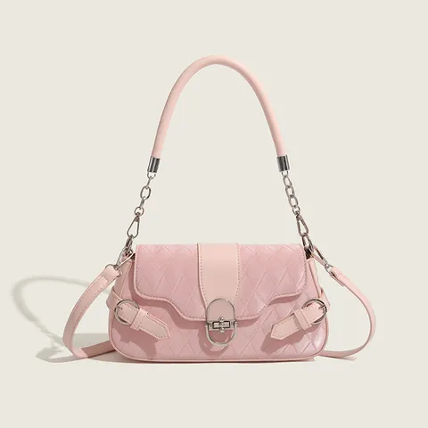 Sac Bandoulière Matelassé Vintage pour Femmes en Cuir PU Sac à Main à Rabat Rétro Avec Serrure Métallique Chaîne