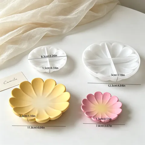 Silicone Mold For Flower Petal Tray DIY Resin Plaster Candle Tray Epoxy Casting Mold Flexible Craft Mold Home Decor
