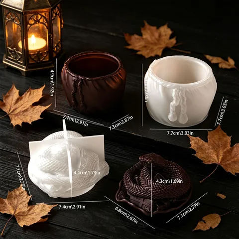 Slang Gelukszak Opslag Pot Siliconen Mal DIY Aromatherapie Kaars Cup Container Gips Mal Ambacht Maken Gereedschap