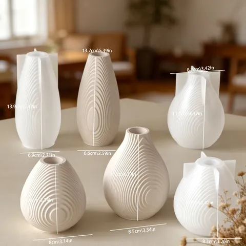 Style Ins Nordique Onde d'Eau Vase Bougeoir DIY Aromathérapie Gypse Ciment Artisanat Moule en Silicone Outil d'Artisanat en Résine