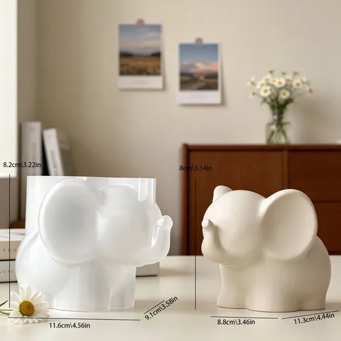 3D Cartoon Elephant Silicone Mold DIY Concrete Plaster Aromatherapy Ornament Storage Jar Flower Pot Craft Mold