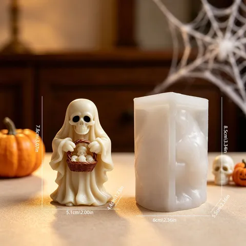 Καλούπι Σιλικόνης Φάντασμα Κρανίο Halloween DIY Αρωματοθεραπεία Γύψος Καλούπι Κεριού Χειροποίητο Ρητίνη Τέχνη Εργαλείο Ψησίματος