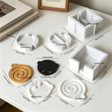 Moule en Silicone pour Sous-Verre Vortex Ours DIY Boîte de Rangement Géométrique Plateau Gypse Résine Moule Outil d'Artisanat