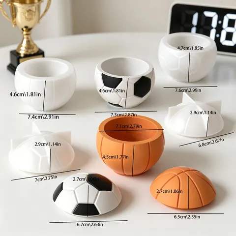 Style Sport Football Basketball Pot de Rangement Moule en Silicone Bricolage Aromathérapie Bougie Tasse Moule en Plâtre Artisanat Décoration de la Maison
