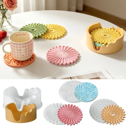 Style Ins marguerite flocon de neige mandala sous-verre base de stockage moule en silicone outil de bricolage DIY